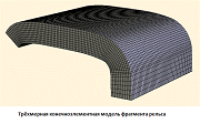 Трёхмерная конечноэлементная модель фрагмента рельса. Щелкните для просмотра копии экрана.