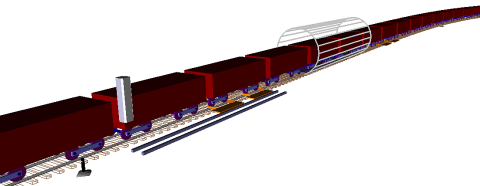Компьютерная модель длинномерного тяжеловесного поезда и вагоноопрокидывателя
